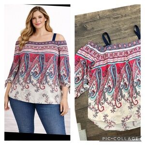 Cold shoulder paisley blouse